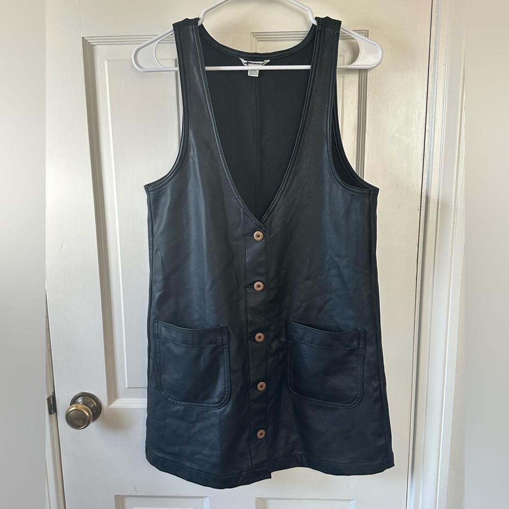 American Eagle Faux Leather Button Down Jumper